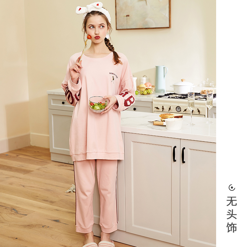 针织优质韩尔棉素色长袖女套装