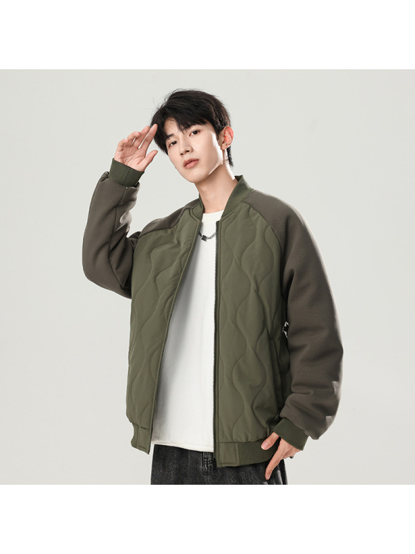 男装秋季夹克男士潮牌休闲百搭立领棉服外套棒球领防风保暖棉衣男