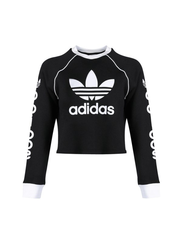 ADIDAS阿迪达斯三叶女子上衣修身紧身健身舒适卫衣DH4714