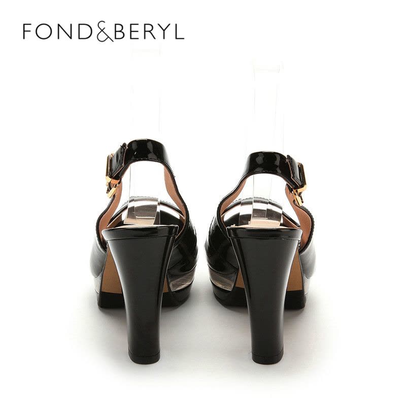 菲伯丽尔Fondberyl春夏牛皮高跟搭扣纯色凉鞋女FB42116915图片