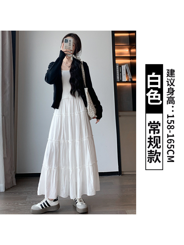 白色蛋糕裙女春秋季2026新款高腰中长款a字半裙绝美半身蓬蓬裙子 白色【常规款】 L【141-160斤】