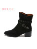迪芙斯D:FUSE牛皮尖头中跟拉链皮带扣深口女鞋DF44115025