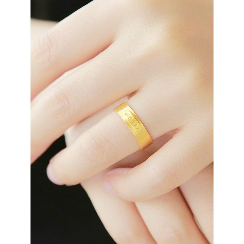 金大福(King tai fook)珠宝 黄金足金999戒指男女款 足金LOVE情侣戒指开口 活口情侣戒指