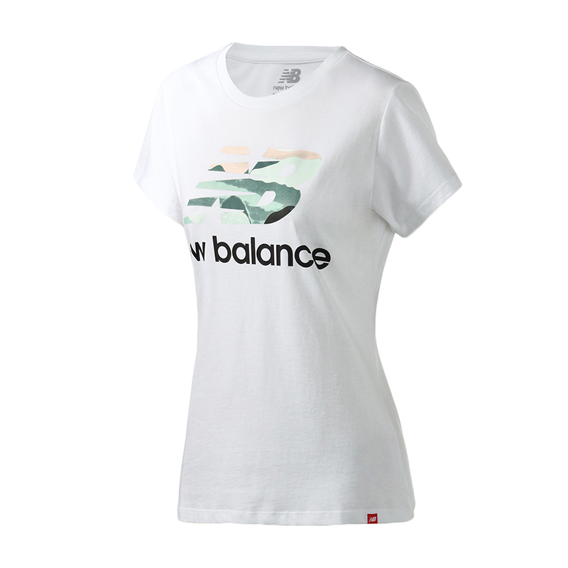 NB女装短袖T恤时尚印花LOGO针织舒适休闲运动服AWT91584-WT.
