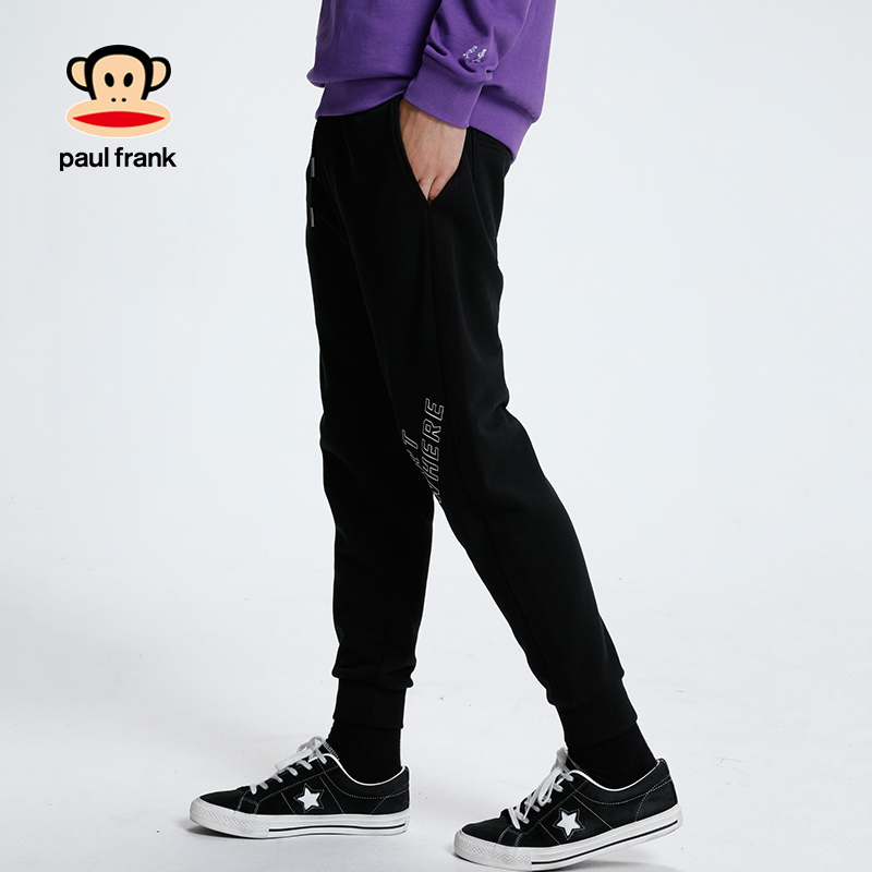 PaulFrank/大嘴猴春秋季新款长裤男休闲长裤韩版小脚运动裤潮J 黑色