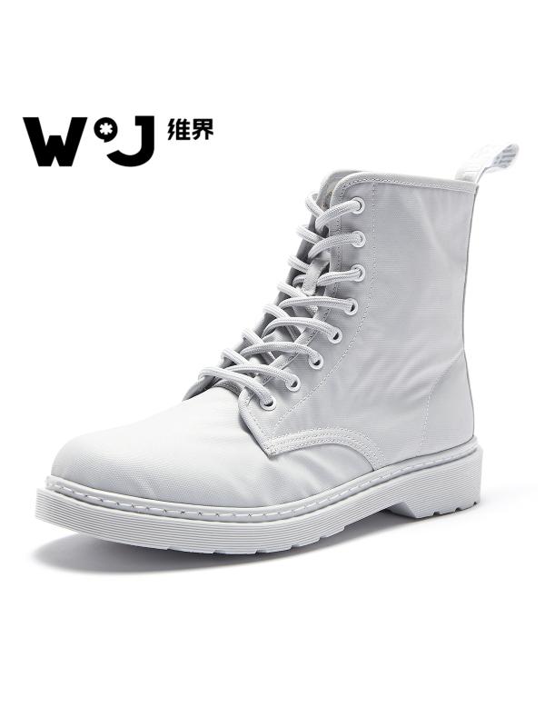维界秋季新品英伦时尚马丁休闲靴男士韩版潮厚底增高工装帆布鞋男
