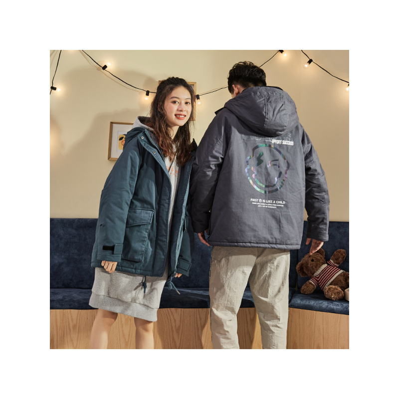 唐狮情侣装棉衣男2020冬季新款派克棉服反光潮酷加厚