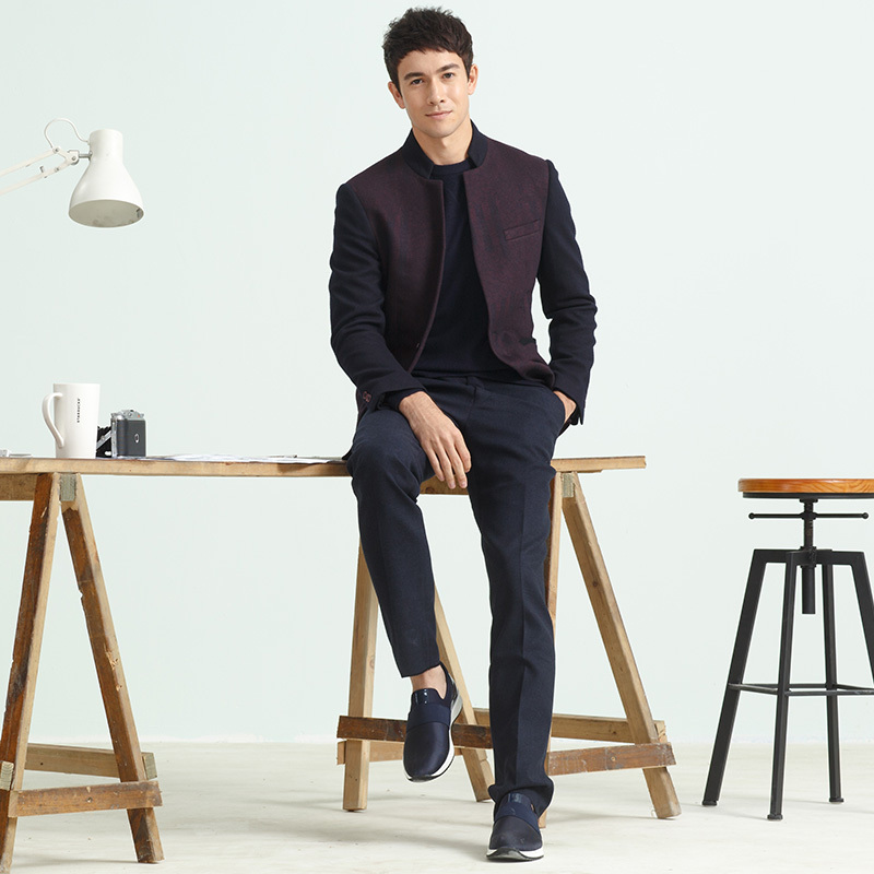 柒牌seven西服男士新款立领西服时尚修身单件西服