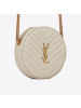 预定 YSL 20新款 VINYLE V形纹绗缝圆形相机包 610436 牛皮革