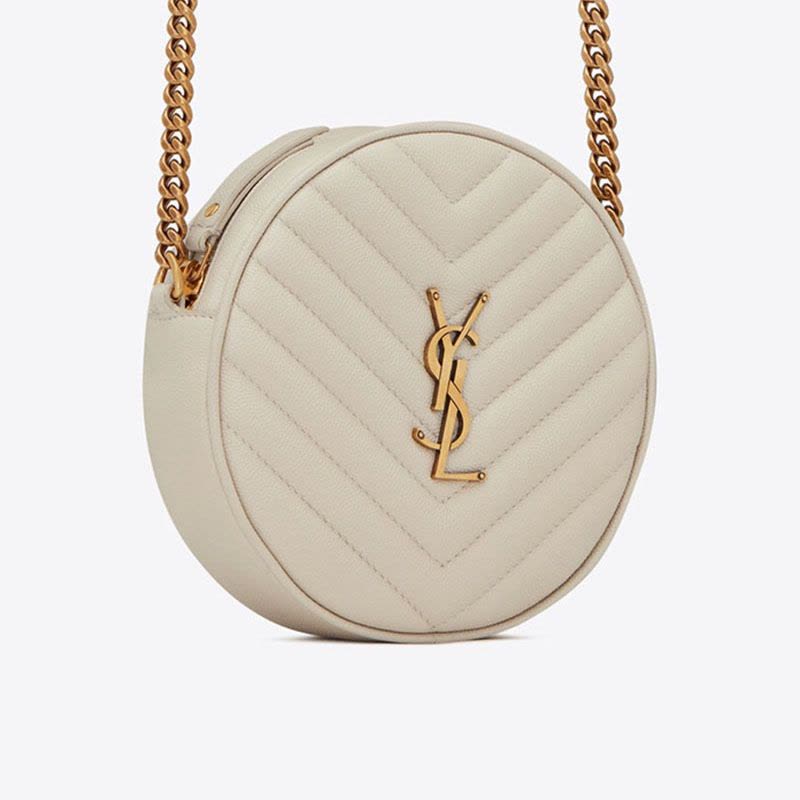 预定 YSL 20新款 VINYLE V形纹绗缝圆形相机包 610436 牛皮革图片