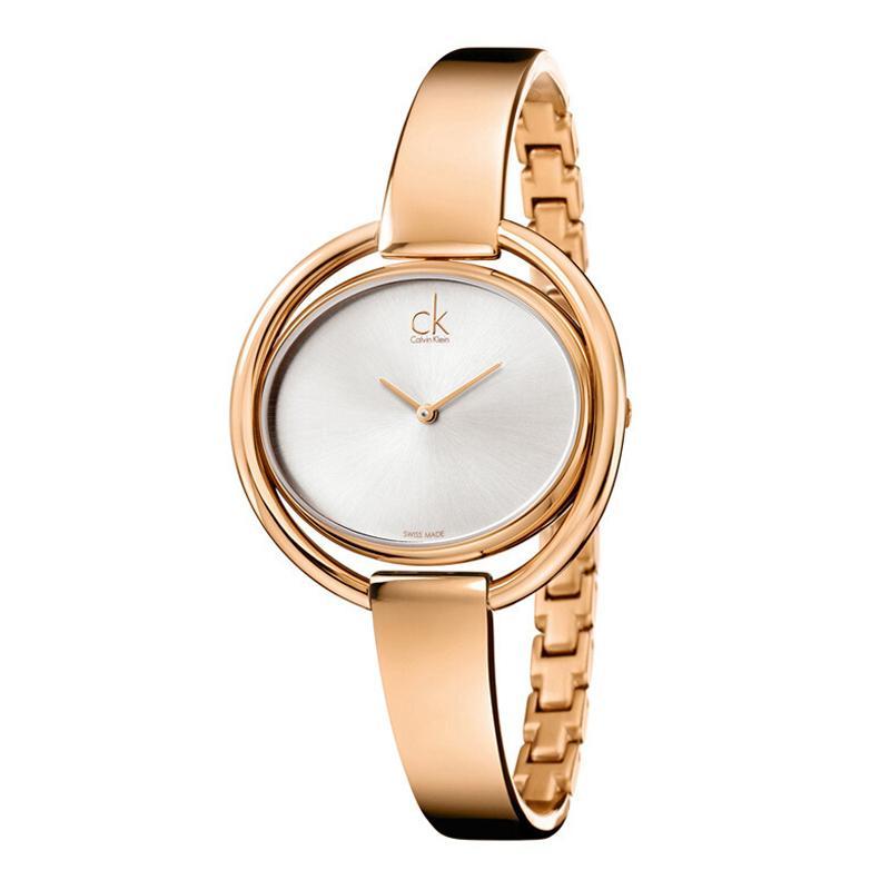 calvinklein手镯式钢带女士手表石英女表k4f2n616