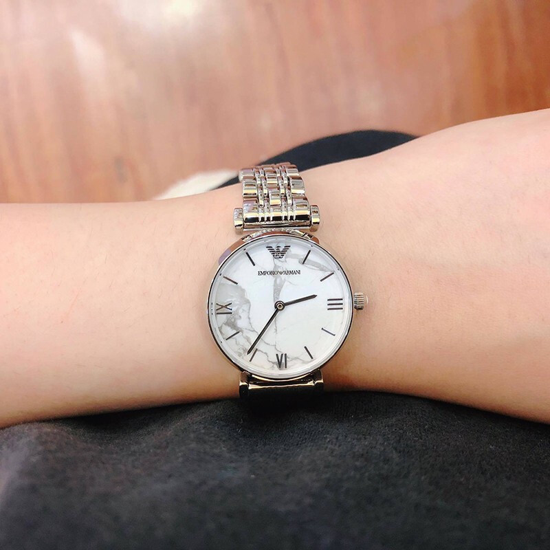阿玛尼(EMPORIO ARMANI)女士手表欧美时尚百搭新款简约大理石石英女表