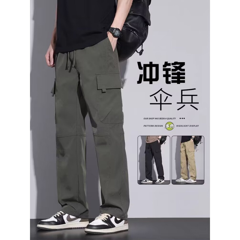 工装裤男潮牌宽松直筒新款多口袋青少年裤子男士休闲裤春秋款