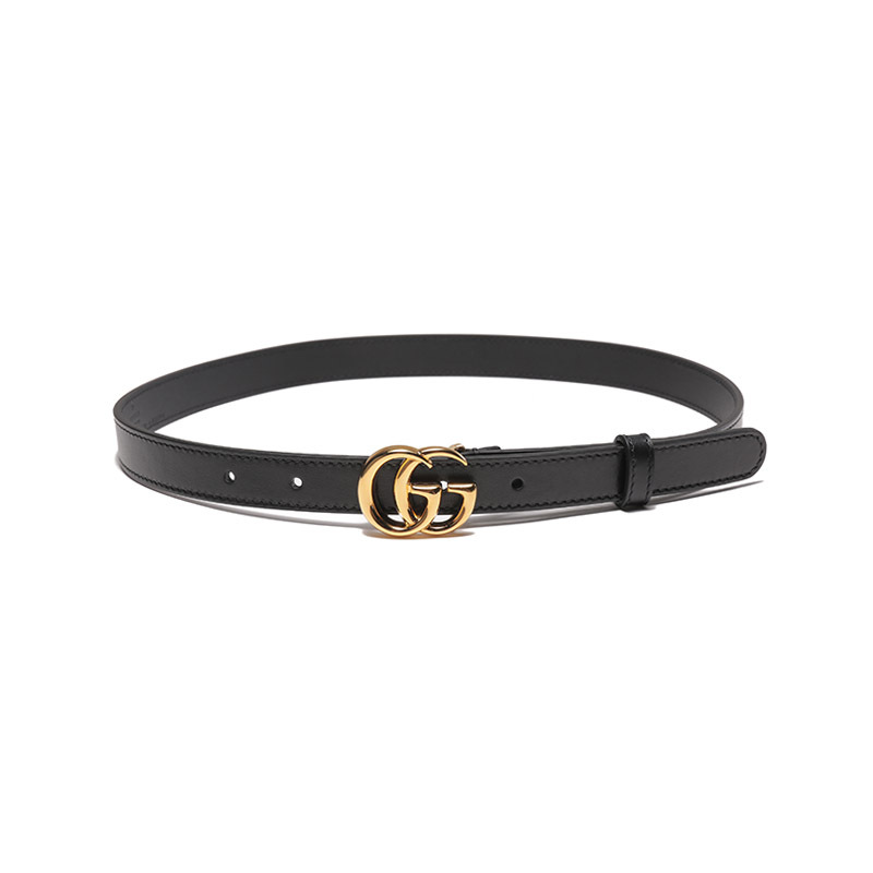 古驰 GUCCI 女士皮革双G带扣窄版板扣式皮带腰带409417 0YA0O