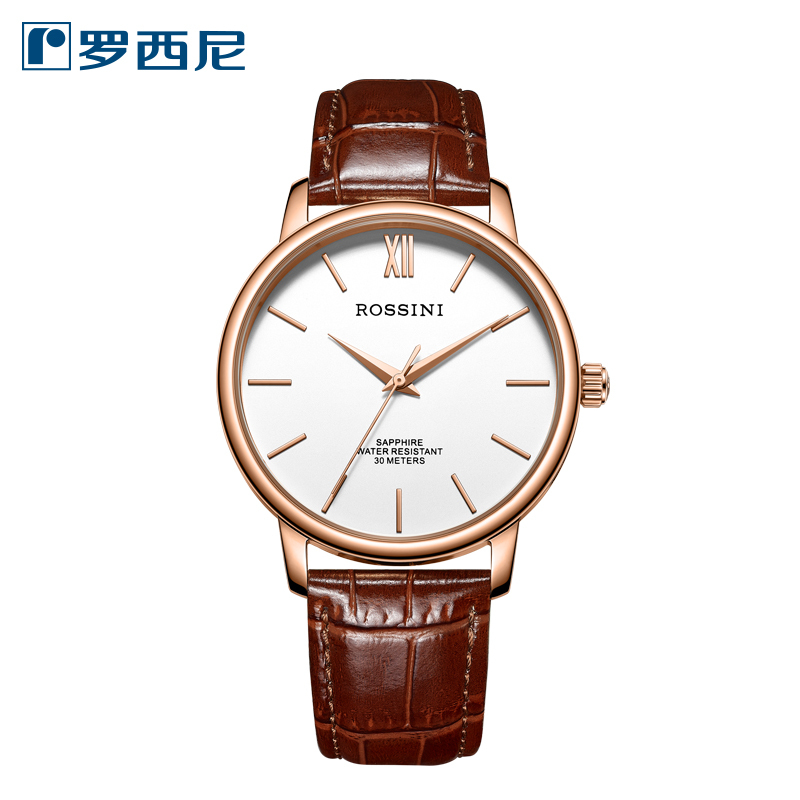 罗西尼（ROSSINI)手表启迪系列2019新品高情侣男表商务风石英表皮带男士腕表519903