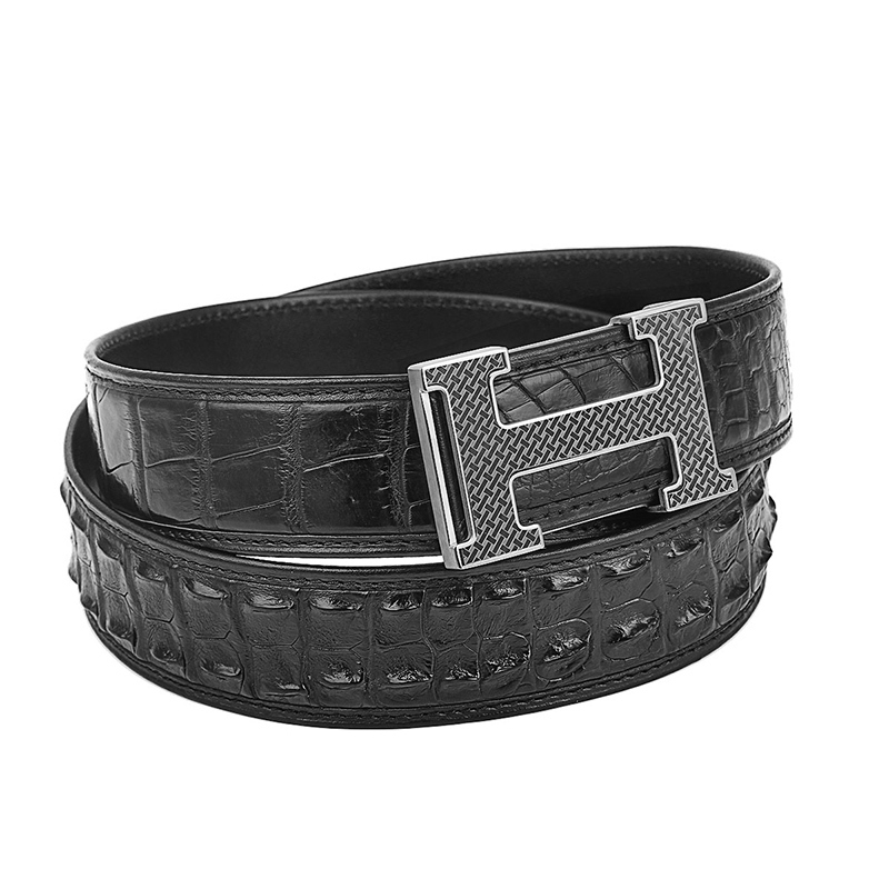 板扣男生休闲礼物礼盒男裤腰带真皮腰带头层牛皮鳄鱼皮男士皮带