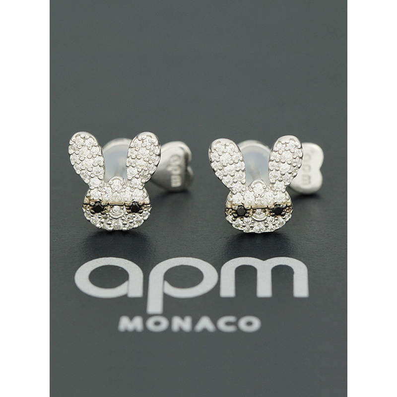 【apm MONACO】姚晨明星同款顽皮兔子耳钉925银耳饰穿孔耳环女士甜美可爱首饰品送女友