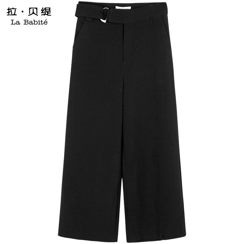 拉贝缇秋季女装喇叭阔腿裤潮女韩版休闲宽松高腰九分裤子60006000