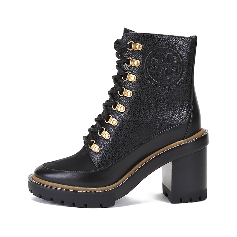 托里·伯奇 TORY BURCH TB女鞋 MILLER系列皮革双T LOGO高跟靴子马丁靴77289