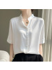 无袖缎面真丝衬衫女短袖上衣高级感正装夏季叠穿醋酸打底衬衣