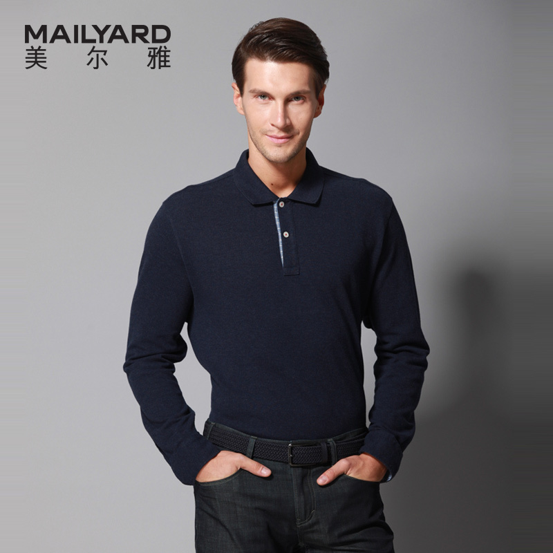 美尔雅(MAILYARD)男式T恤 纯棉商务休闲男士衬衫领套头T恤衫 polo衫 019