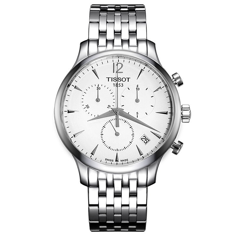 天梭tissot手表俊雅系列石英男士手表钢带石英男表