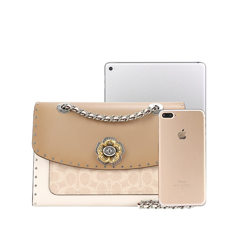 蔻驰coach奢侈品专柜款女士单肩包parker系列山茶花链条包单肩斜挎包