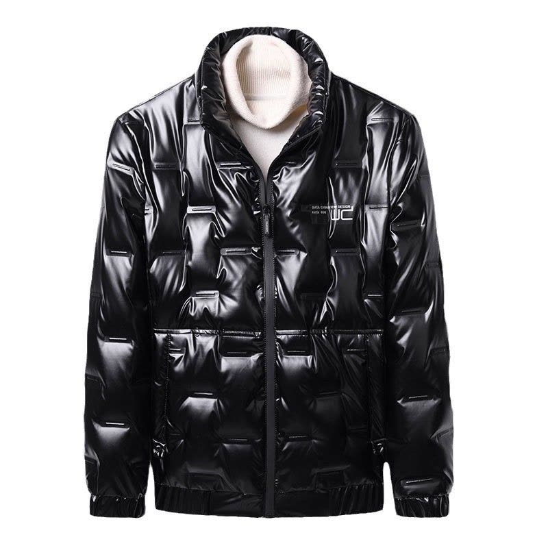 冬季新款男士羽绒服90白鸭绒时尚休闲亮面百搭立领拉链外套男图片