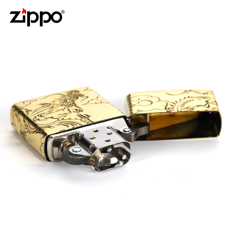 zippo正品打火机 芝宝正版专柜防风火机 金银龙出云