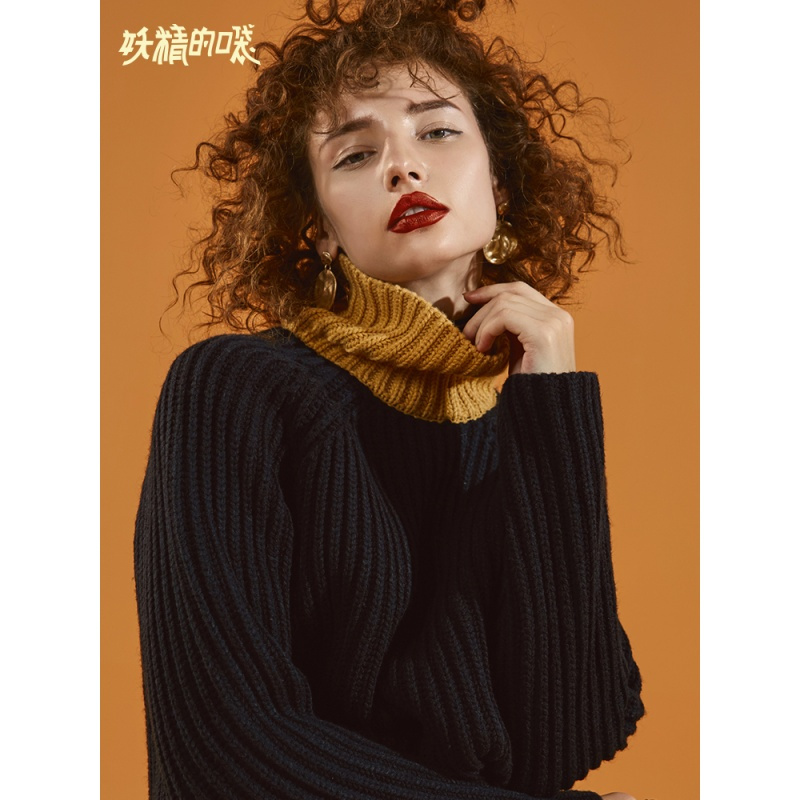 妖精的口袋Y早秋高领套头毛衣女冬装2018新款韩版通勤长袖针织衫