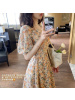 夏季新款韩版女装V领碎花连衣裙女学生长款油画裙系列裙子潮