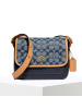 COACH\蔻驰 CHAMBRAY RAMBLER 口盖包单肩斜挎包 椭圆扣牛仔织物\牛皮革