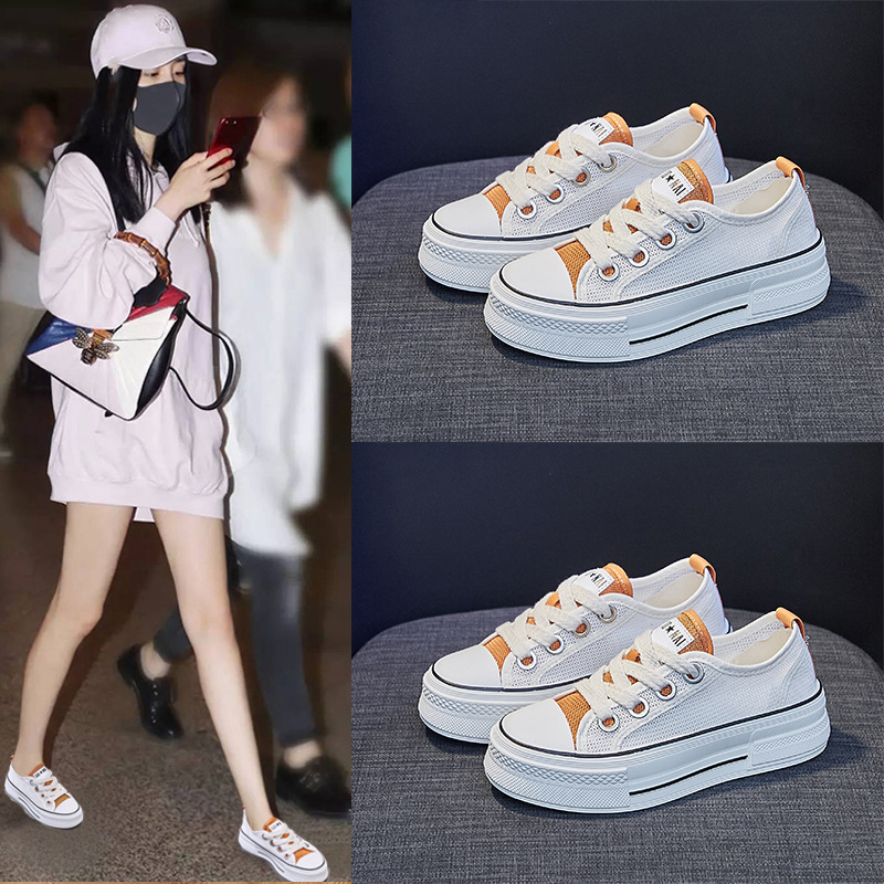 Ceen Bulledins韩版帆布鞋女2022夏季新款休闲鞋女网面透气板鞋
