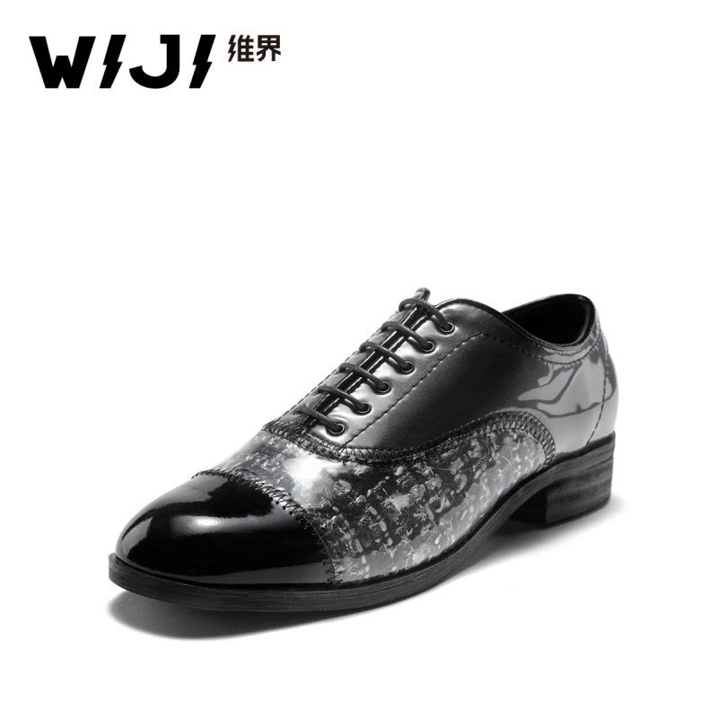 WIJI英伦牛津女鞋春秋时尚新款女士单鞋平底系带圆头日常休闲鞋潮图片