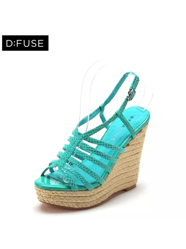 D：Fuse/迪芙斯夏季新款牛皮简约露趾高跟凉鞋女鞋DF42110065