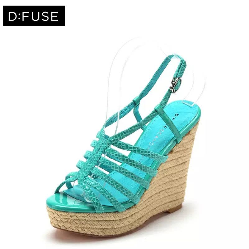 D：Fuse/迪芙斯夏季新款牛皮简约露趾高跟凉鞋女鞋DF42110065图片