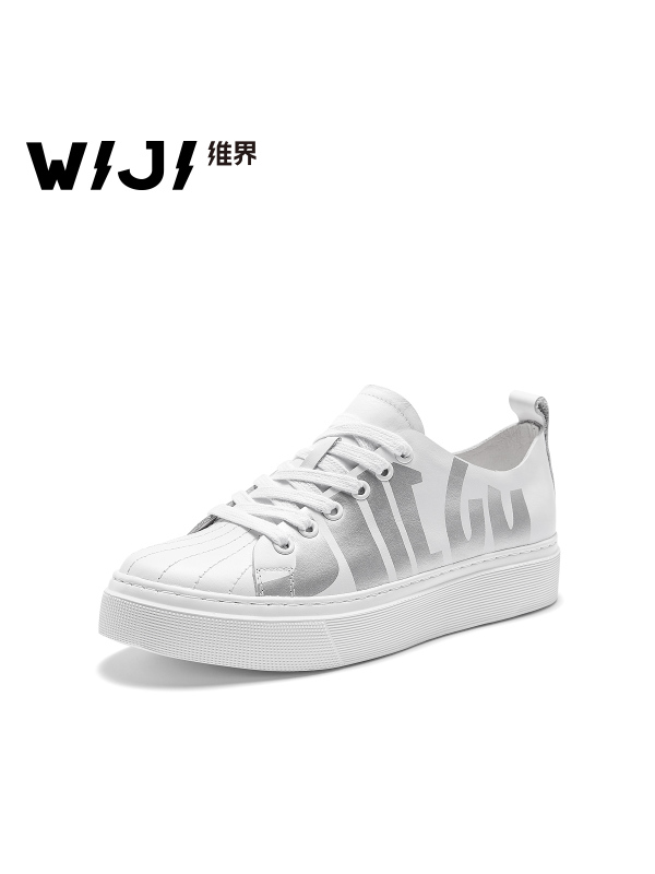 WIJI2018新款平底鞋女韩版学生系带真皮板鞋百搭甜美风白搭休闲鞋