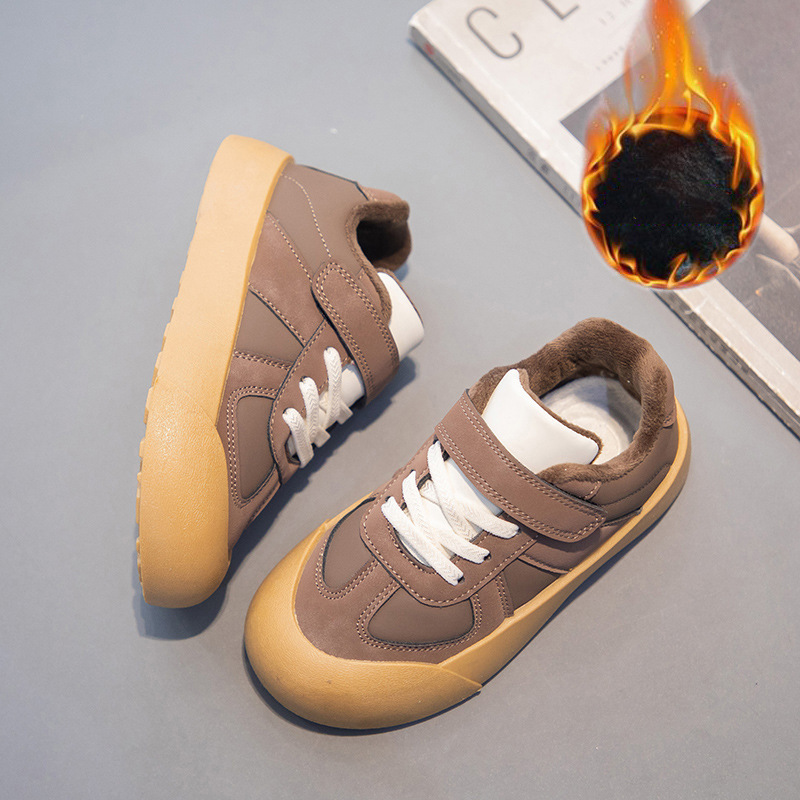 时尚百搭冬季加绒棉鞋舒适保暖运动鞋男女童魔术贴款户外休闲儿童