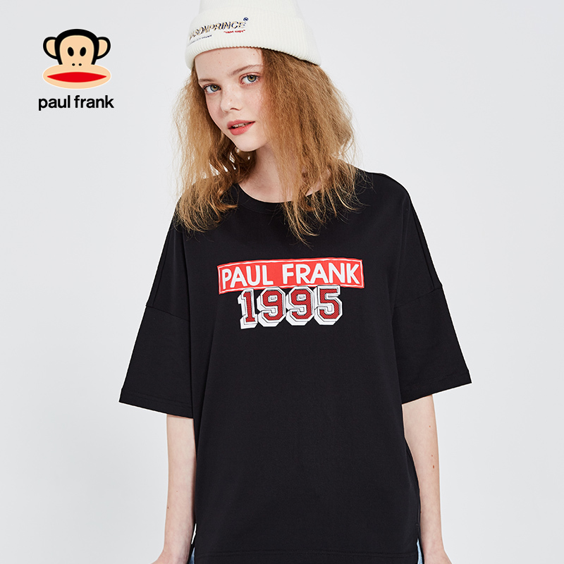 Paul Frank/大嘴猴2019夏季新款T恤女潮流字母印花韩版宽松透气潮
