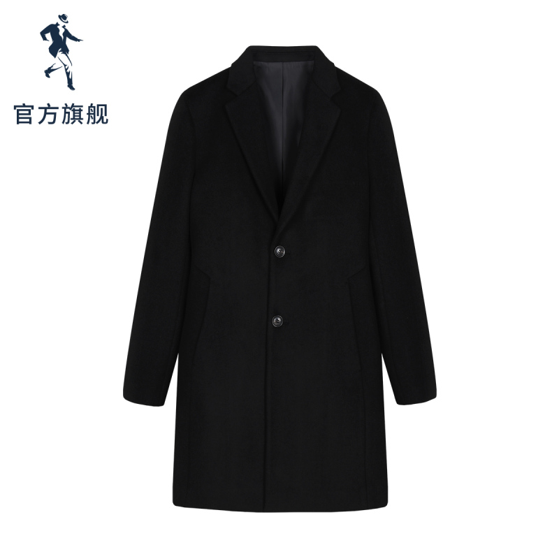 与狼共舞羊毛呢大衣男中长款2019秋季款潮流修身男士毛呢外套潮#*