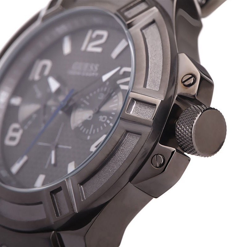 盖尔斯guess时尚潮流系列酷黑三眼多功能运动石英男士手表w0218g1