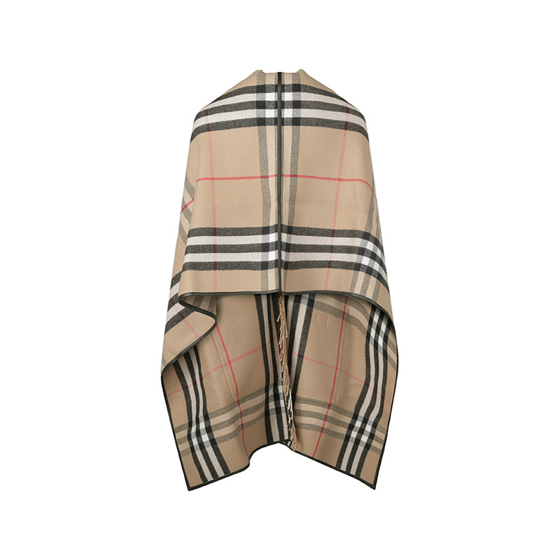 博柏利/巴宝莉 BURBERRY 女款绵羊毛流苏披肩8049692
