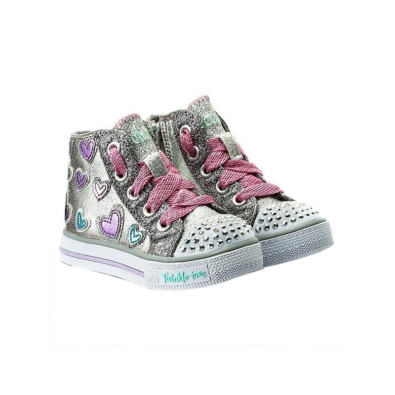 SKECHERS斯凯奇TWINKLE TOES闪灯高帮休闲鞋女童鞋10583L