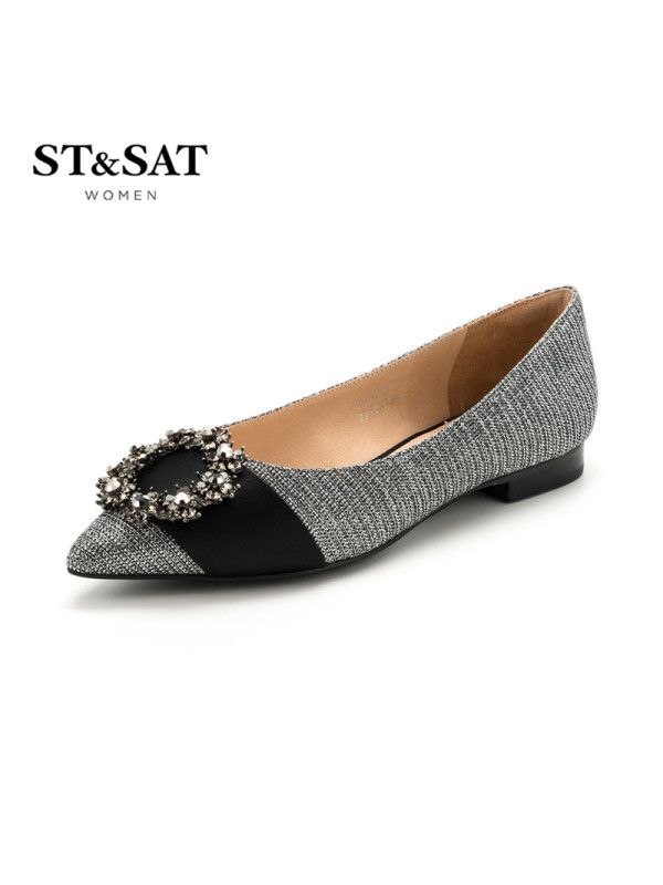 St&Sat/星期六商场同款扣饰尖头低跟单鞋女鞋SS81111145