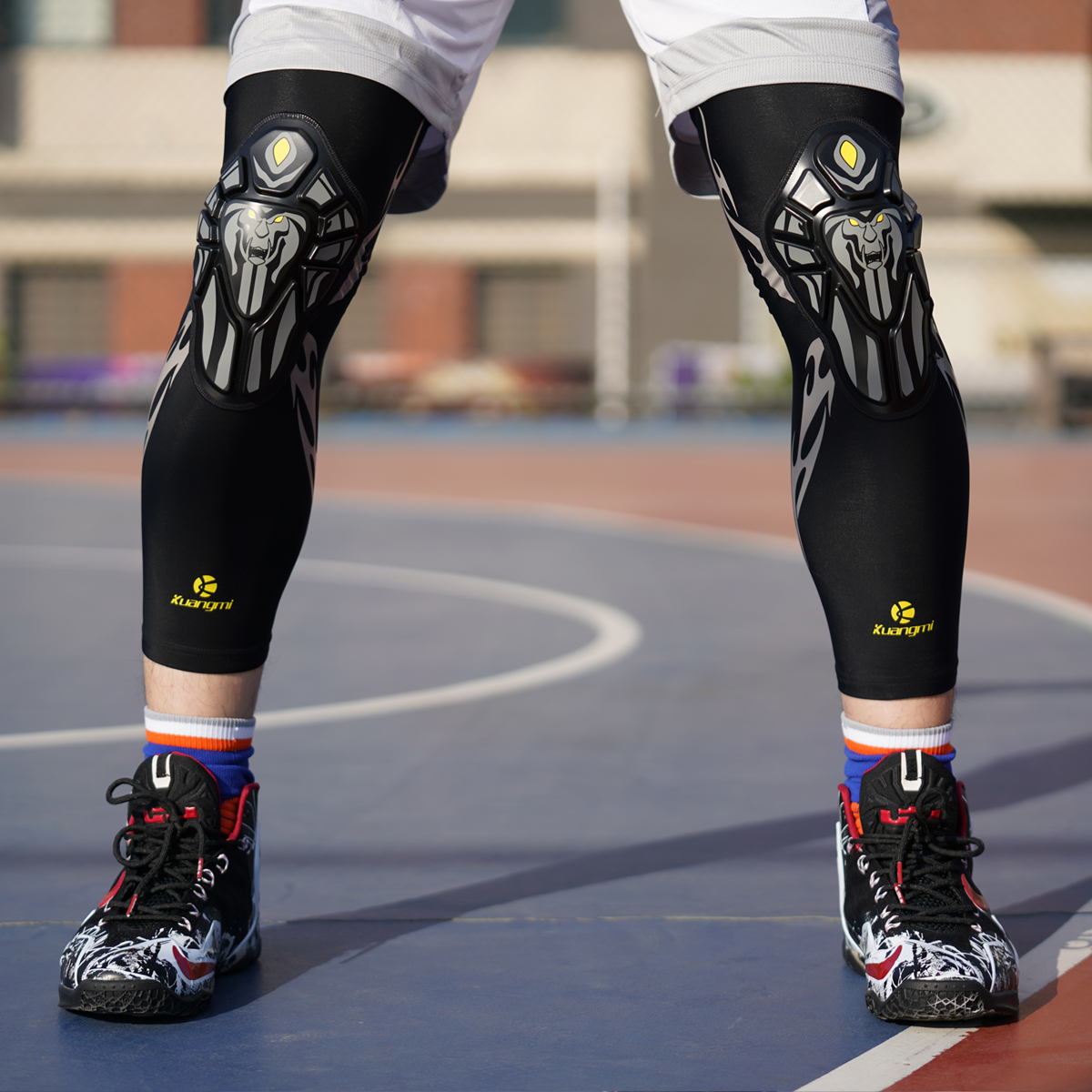 狂迷雄狮篮球护膝蜂窝防撞盾牌运动男护腿长款保暖跑步膝盖护具单只装