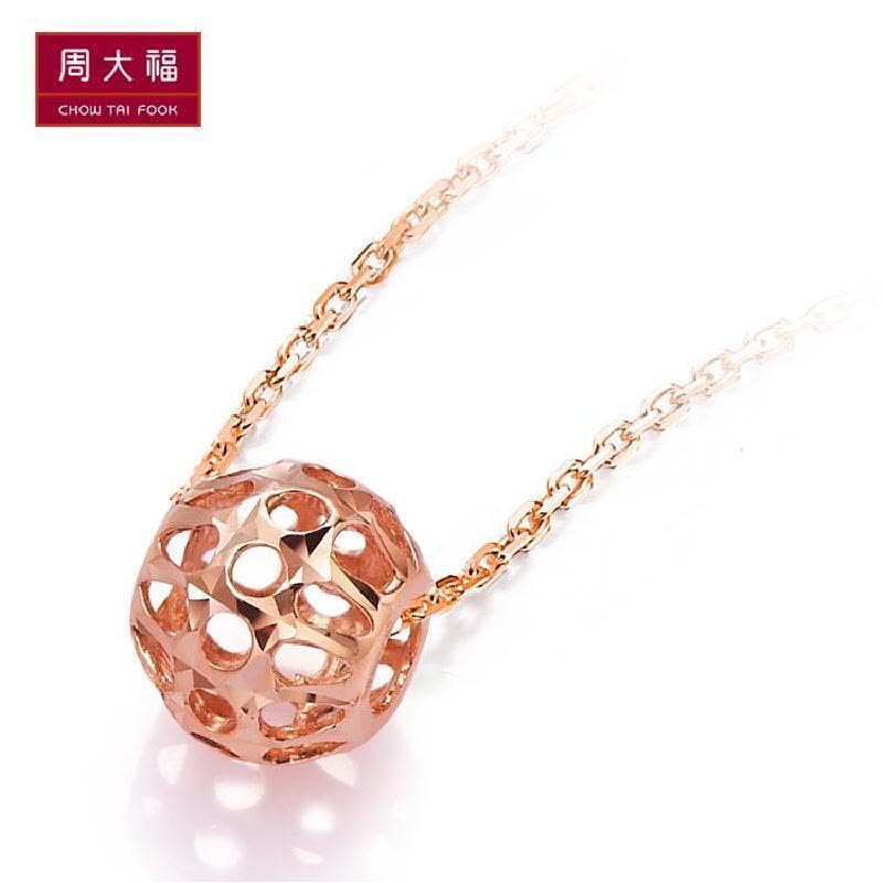 周大福 珠宝首饰转运珠18K玫瑰金吊坠E105697图片