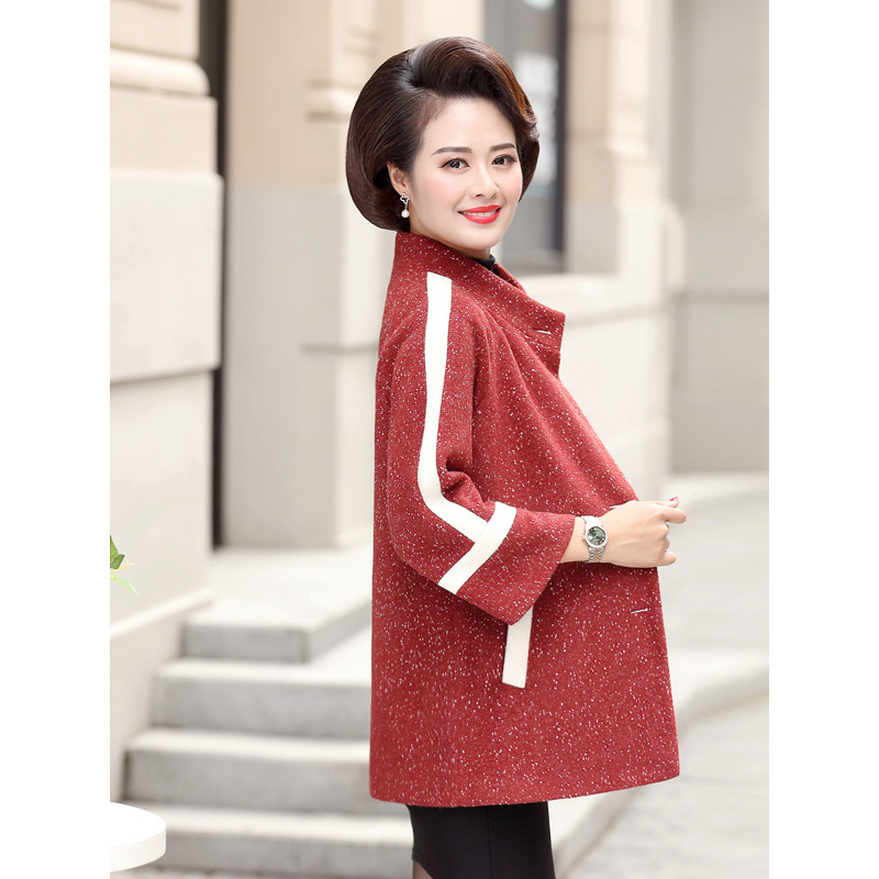 蓝旗中老年女装妈妈装新款秋冬装时尚毛呢外套中老年洋气秋装上衣服