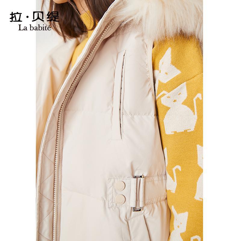 专柜同款拉贝缇羽绒马甲女士中长款拉夏贝尔2019冬季新款小个子羽绒服外套60008546