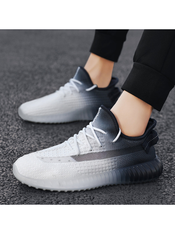 Ceba2021夏季新款网红时尚潮流飞织渐变色椰子鞋网面透气休闲运动男鞋