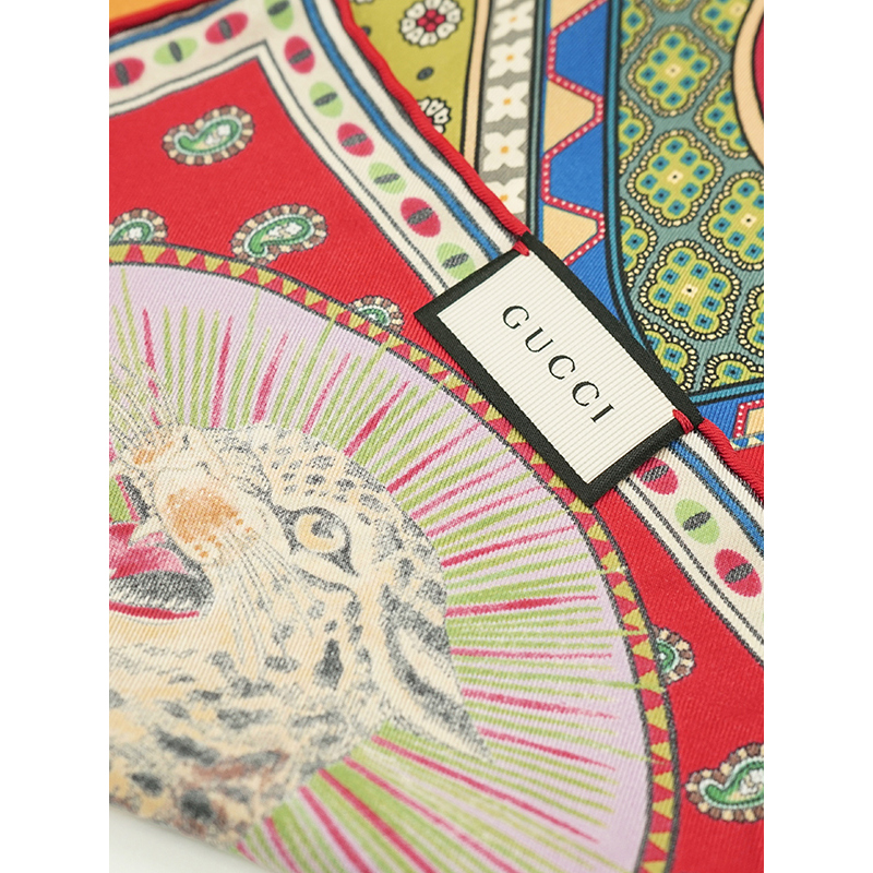 GUCCI/古驰 老虎动物卡片真丝方巾 476376 3G001 9888